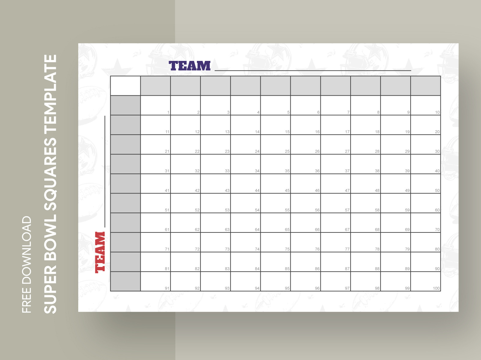 100 Square Grid For The Big Gamegdoc On Dribbble with regard to Super Bowl Grid Printable Free