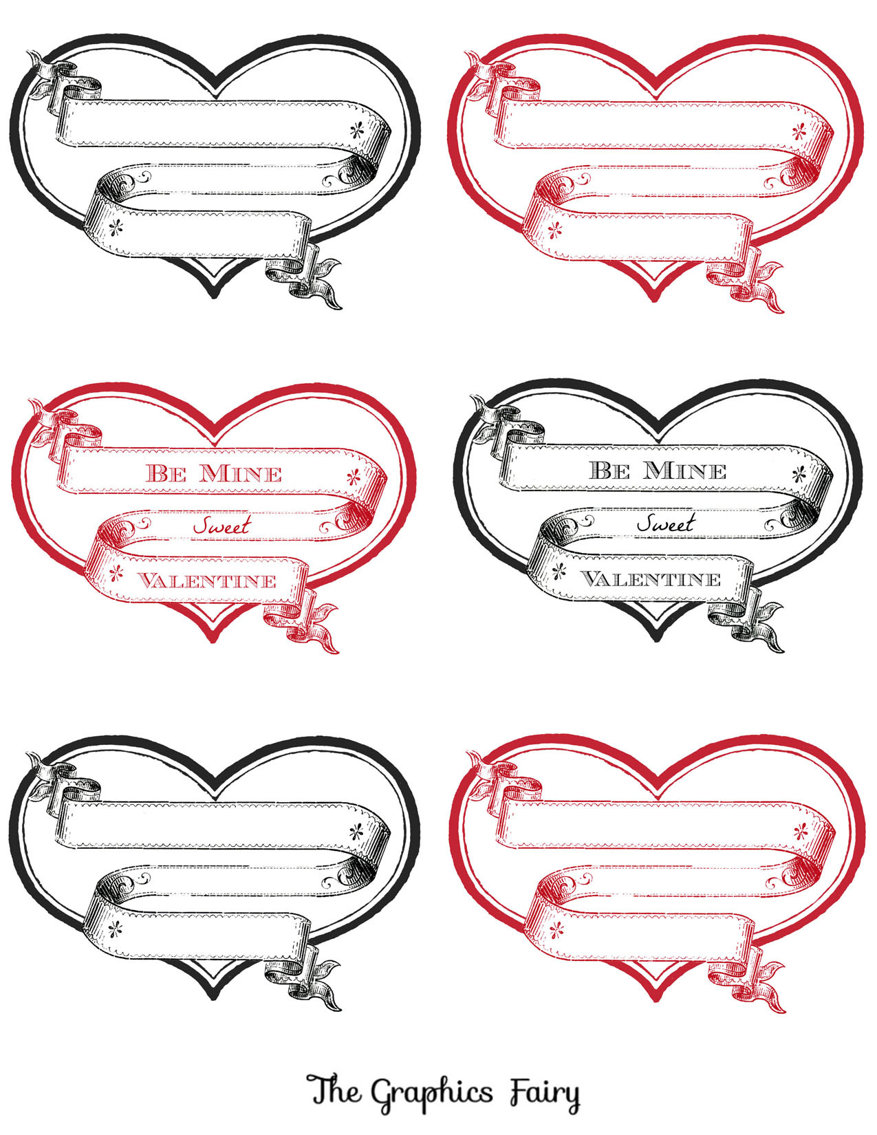 14 Printable Valentine Heart Images! - The Graphics Fairy in Printable Valentine Pictures
