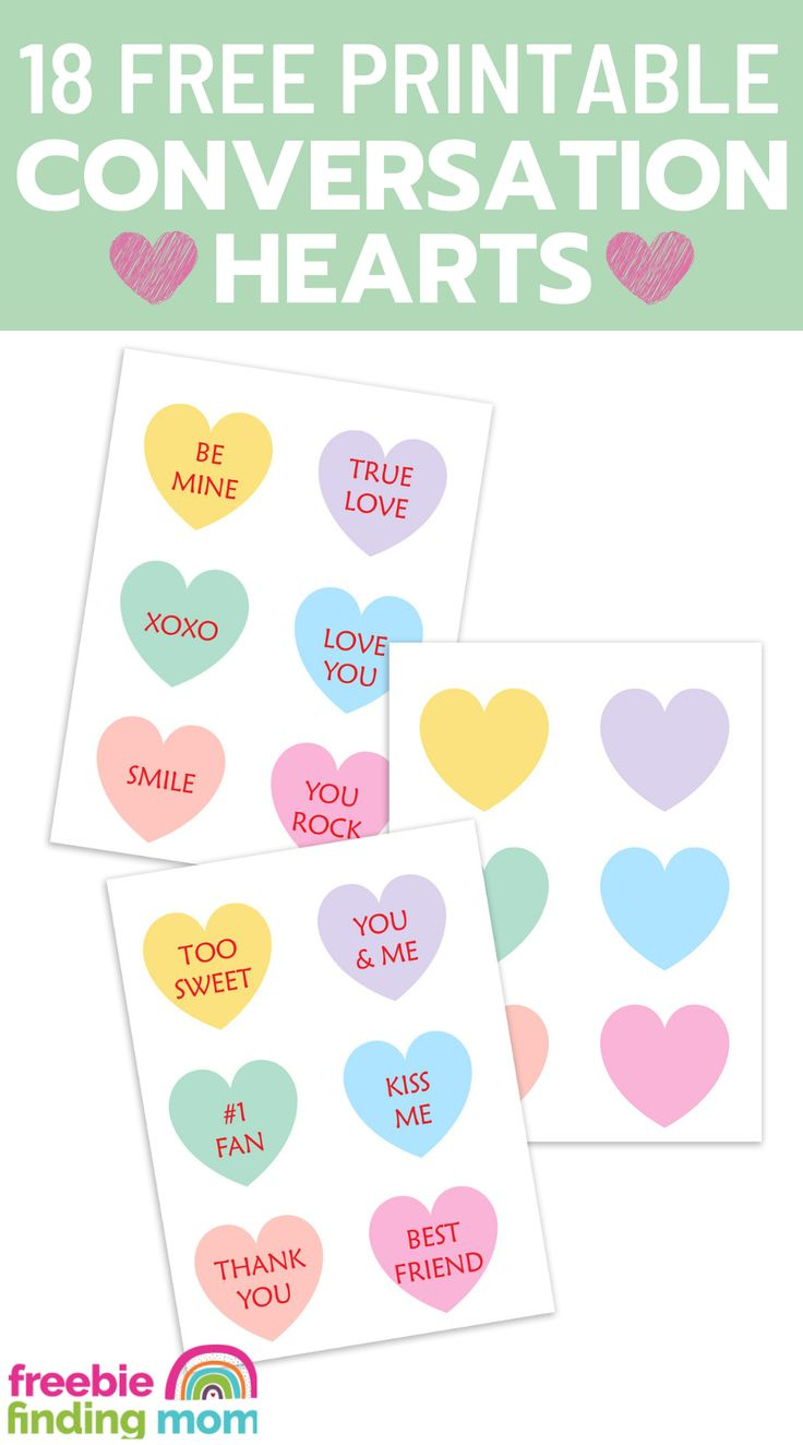 18 Free Printable Conversation Hearts with regard to Printable Valentines Candy Hearts