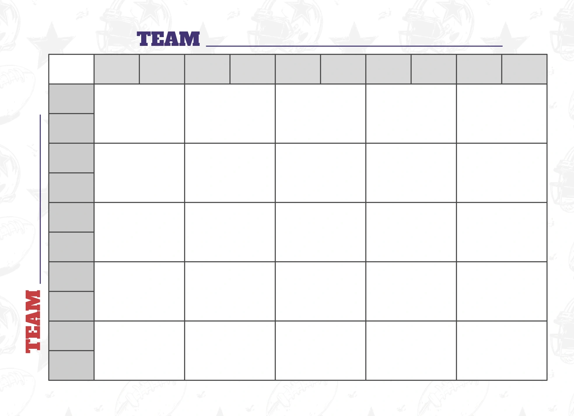 25 Square Football Grid Free Google Docs Template - Gdoc.io regarding Printable Super Bowl Board