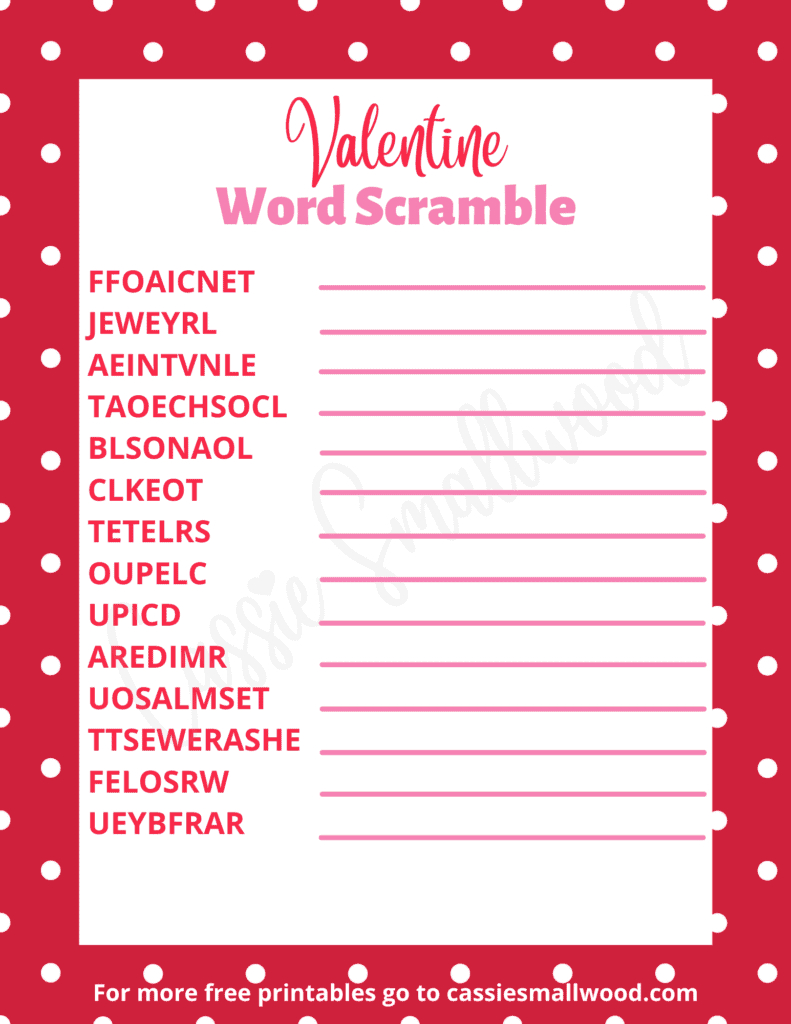 3 Fun Valentine&amp;#039;S Day Word Scrambles (With Answers) - Cassie Smallwood within Printable Valentine Word Scramble