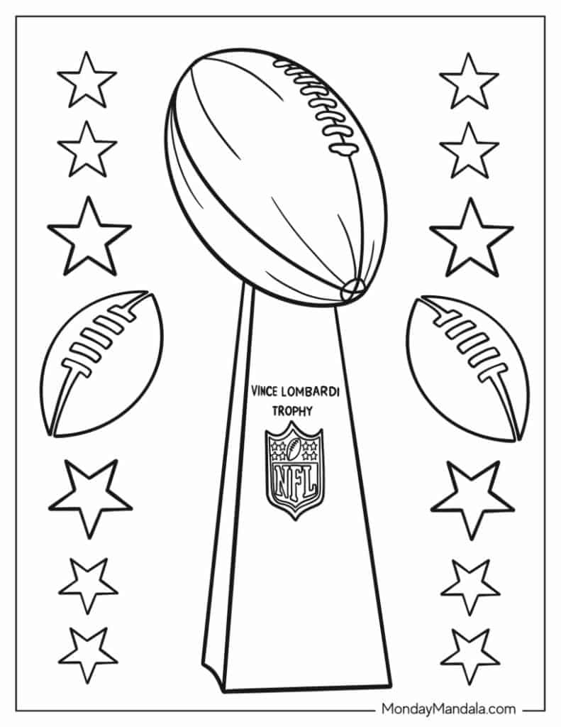 42 Football Coloring Pages (Free Pdf Printables) inside Super Bowl Trophy Printable