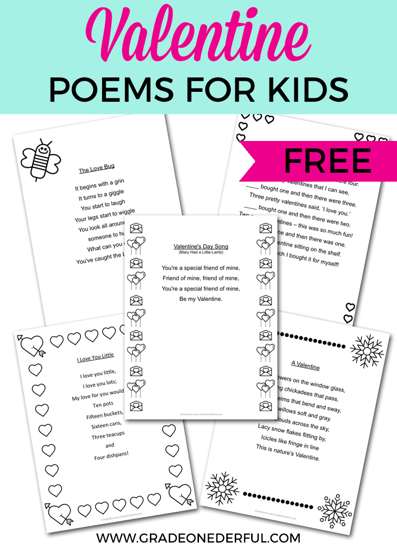 5 Free Valentine Poems » Grade Onederful for Printable Valentine Poems