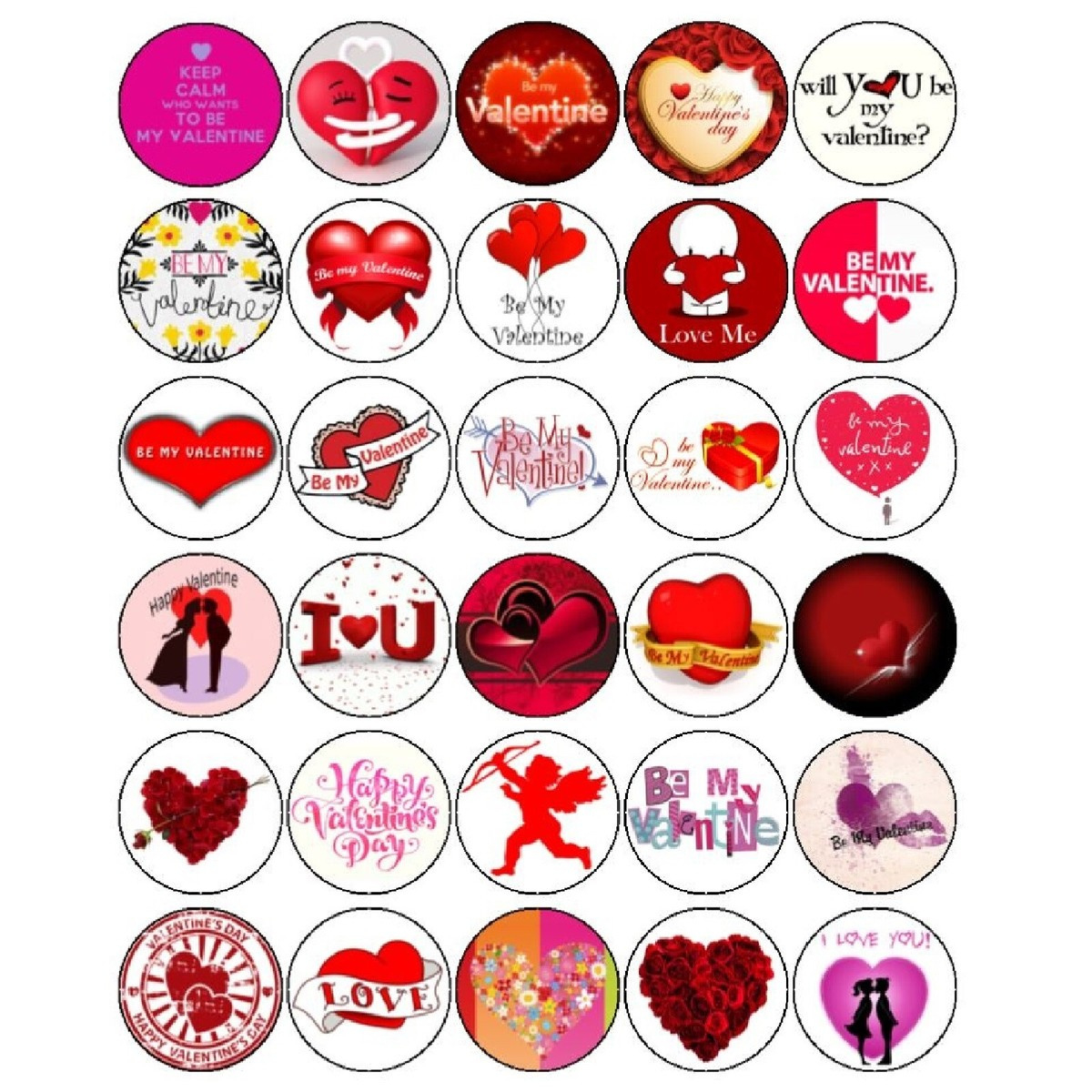 60 Valentines Day Mixed Premium Edible Cupcake Cake Toppers Love throughout Printable Valentine Cake Toppers