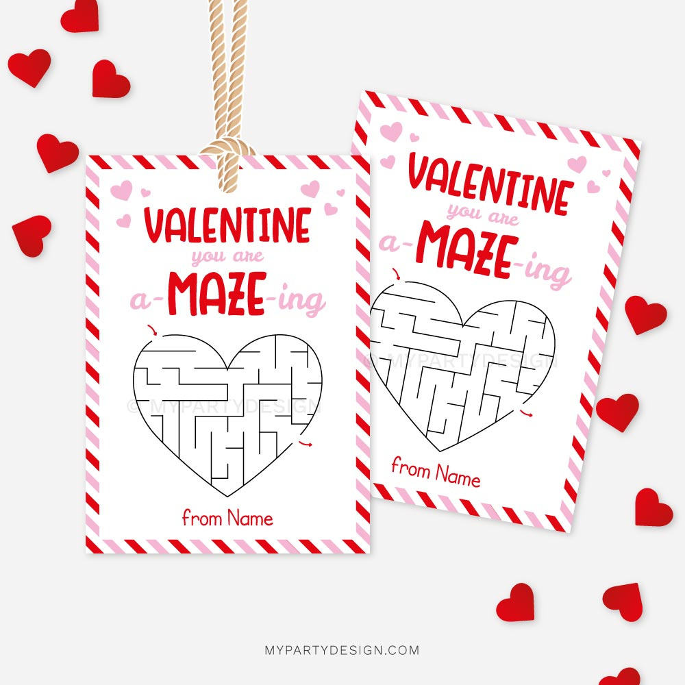 A-Maze-Ing Valentines, Printable Tags / Cards - My Party Design inside Printable Valentine Tags For Kids
