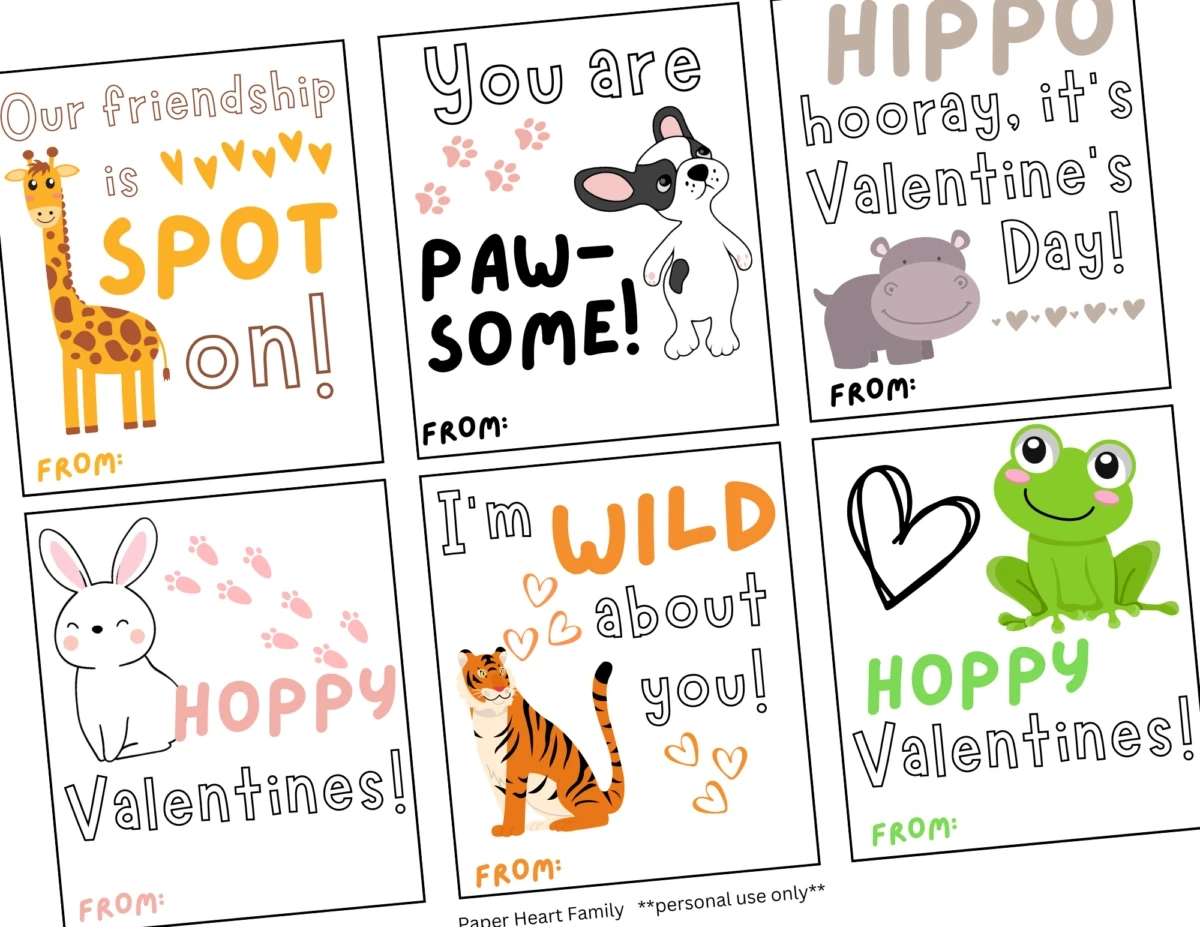 Adorable Free Printable Animal Valentines throughout Printable Valentine Cards For Family