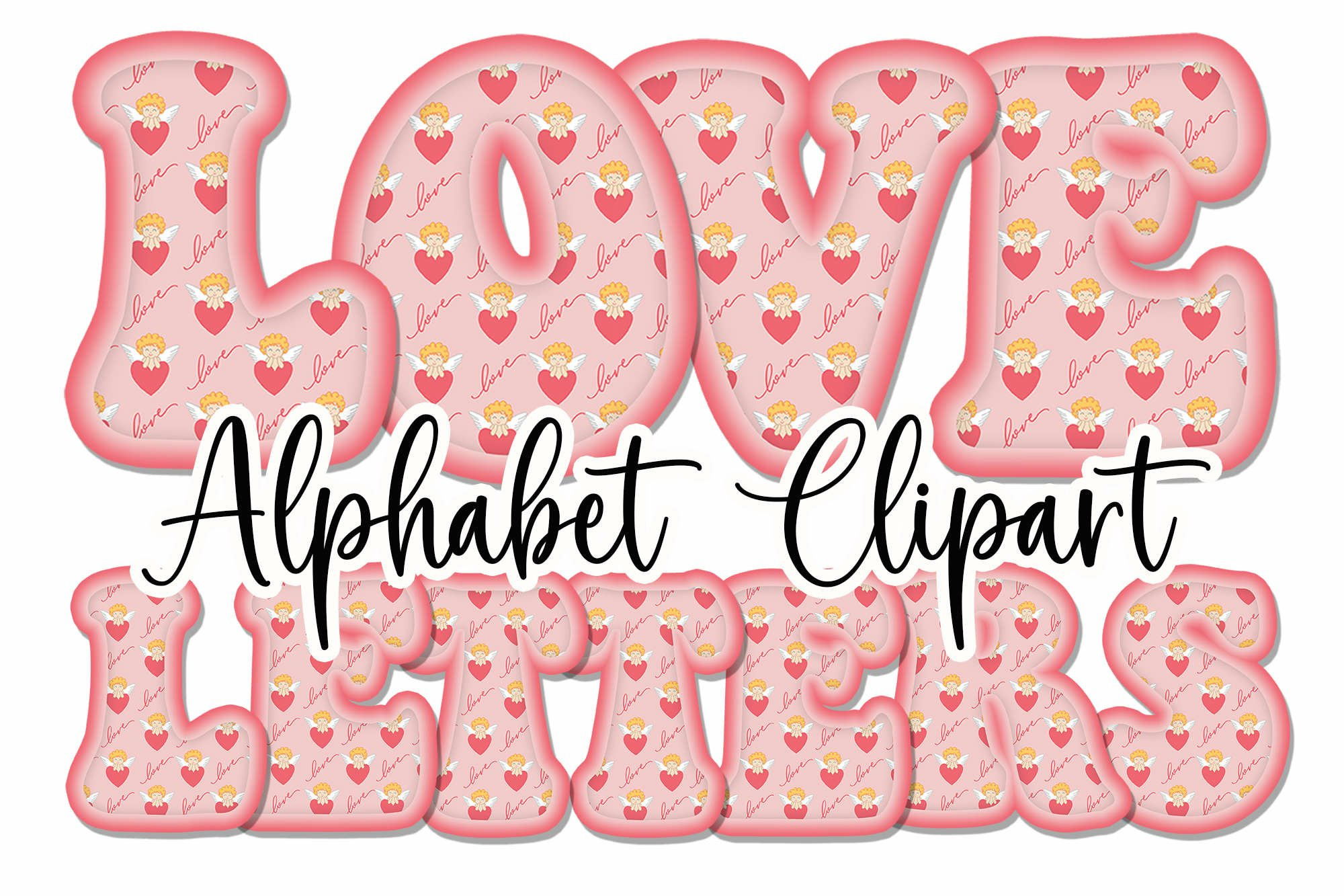 Christmas Sublimation Alphabet Clipart Huge Farmhouse Bundle inside Printable Valentine Letters