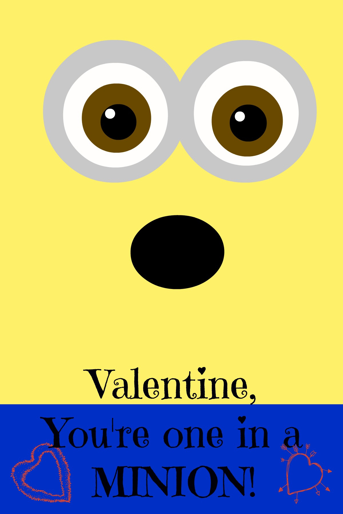Classroom Valentines Cards Youre One In A Minion, Valentines Day intended for Minion Printable Valentine Cards