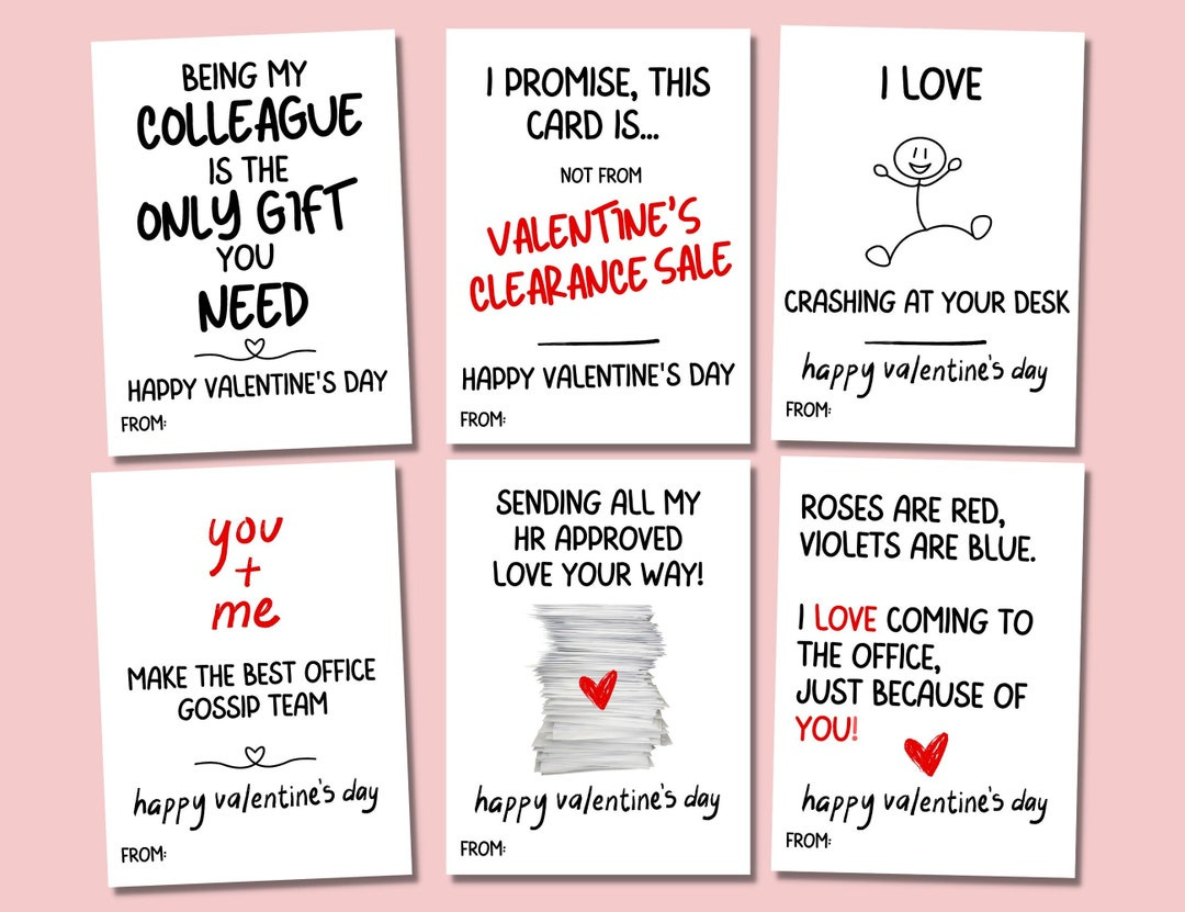 Coworker Valentines Cards, Funny Office Valentines Card/ Gift For throughout Printable Valentine Cards For Colleagues