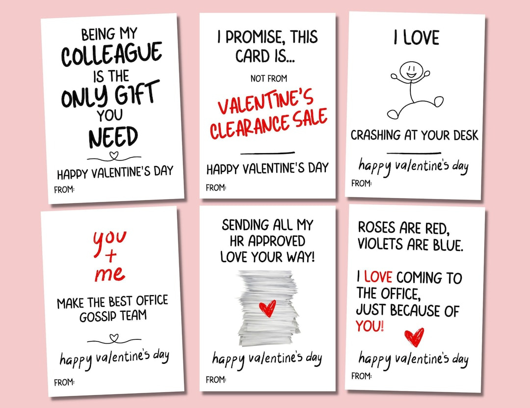 Coworker Valentines Cards, Funny Office Valentines Card/ Gift For with Printable Valentine Cards For Coworkers