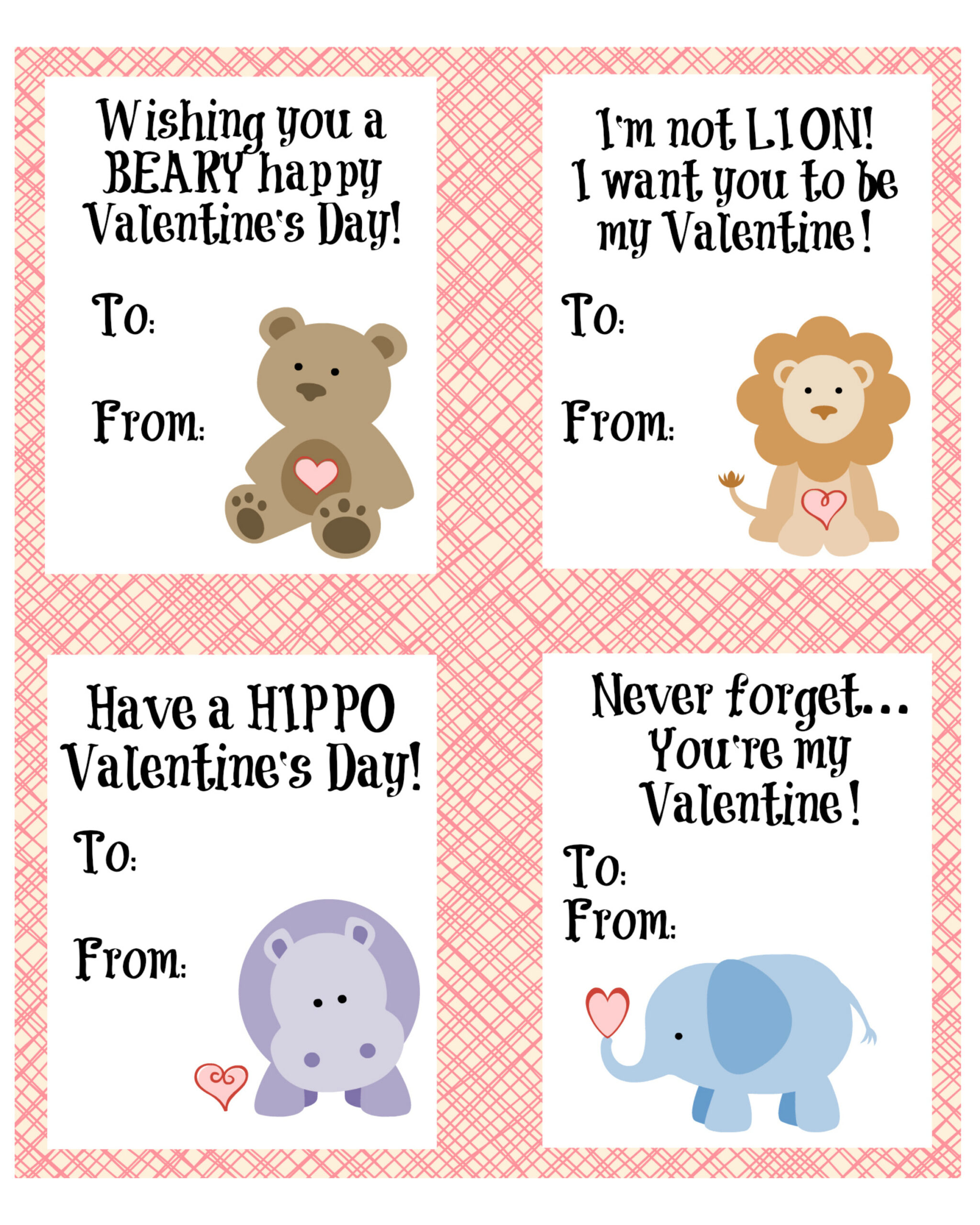 Cute Animal Valentine&amp;#039;S Day Cards {Free Printable} regarding Free Valentine&amp;amp;#039;s Day Cards Printable