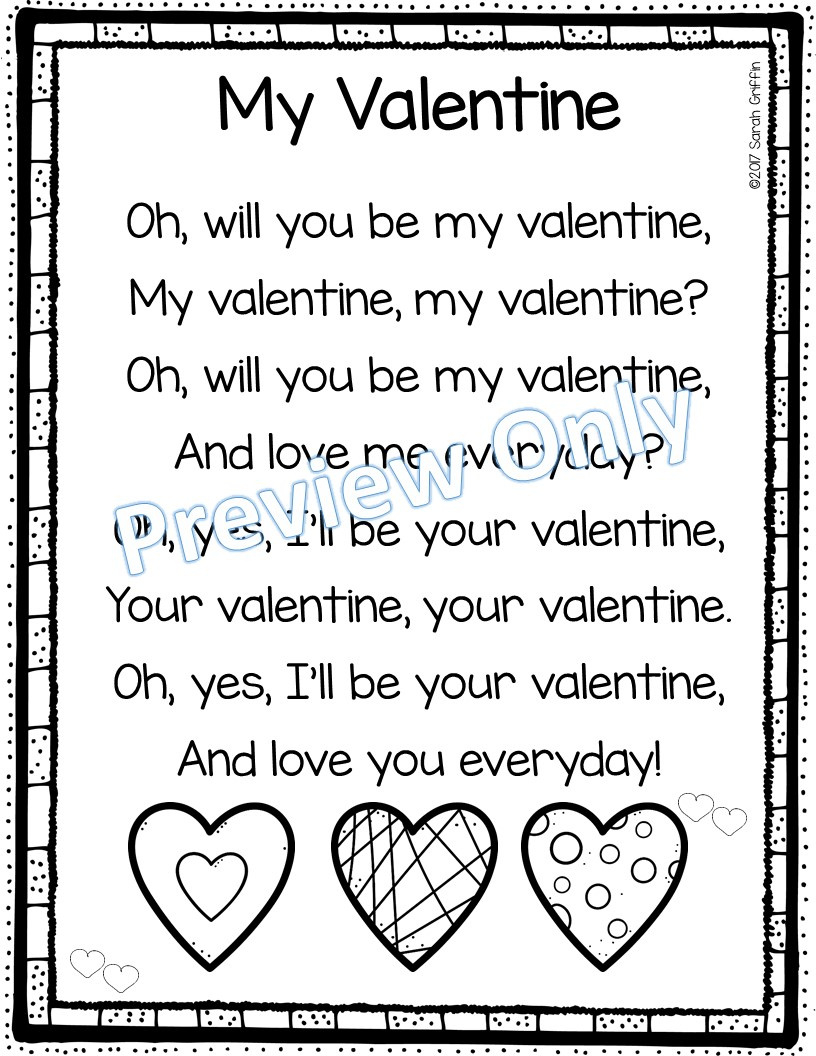 Daughters And Kindergarten: 5 Valentine&amp;#039;S Day Poems For Kids regarding Valentines Day Poems Printable