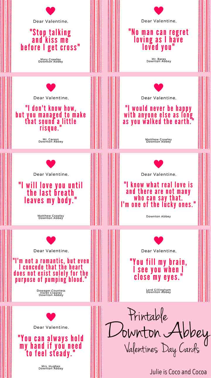 Downton Abbey Valentines Day Cards - Julie Measures pertaining to Printable Romantic Valentine Cards