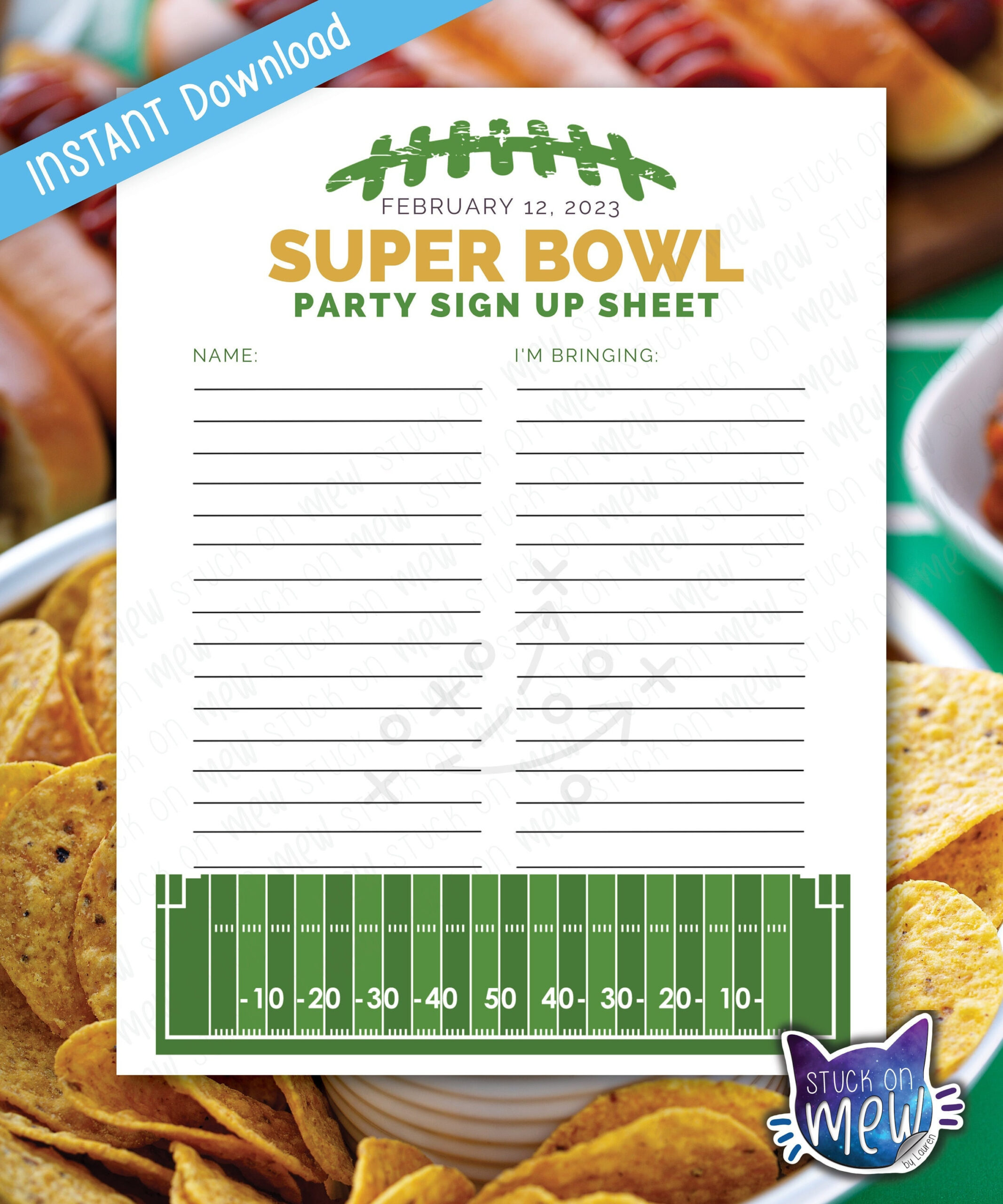 Editable Super Bowl Party Sign Up Sheet: Printable Food List (Pdf in Free Printable Super Bowl Potluck Sign Up Sheet
