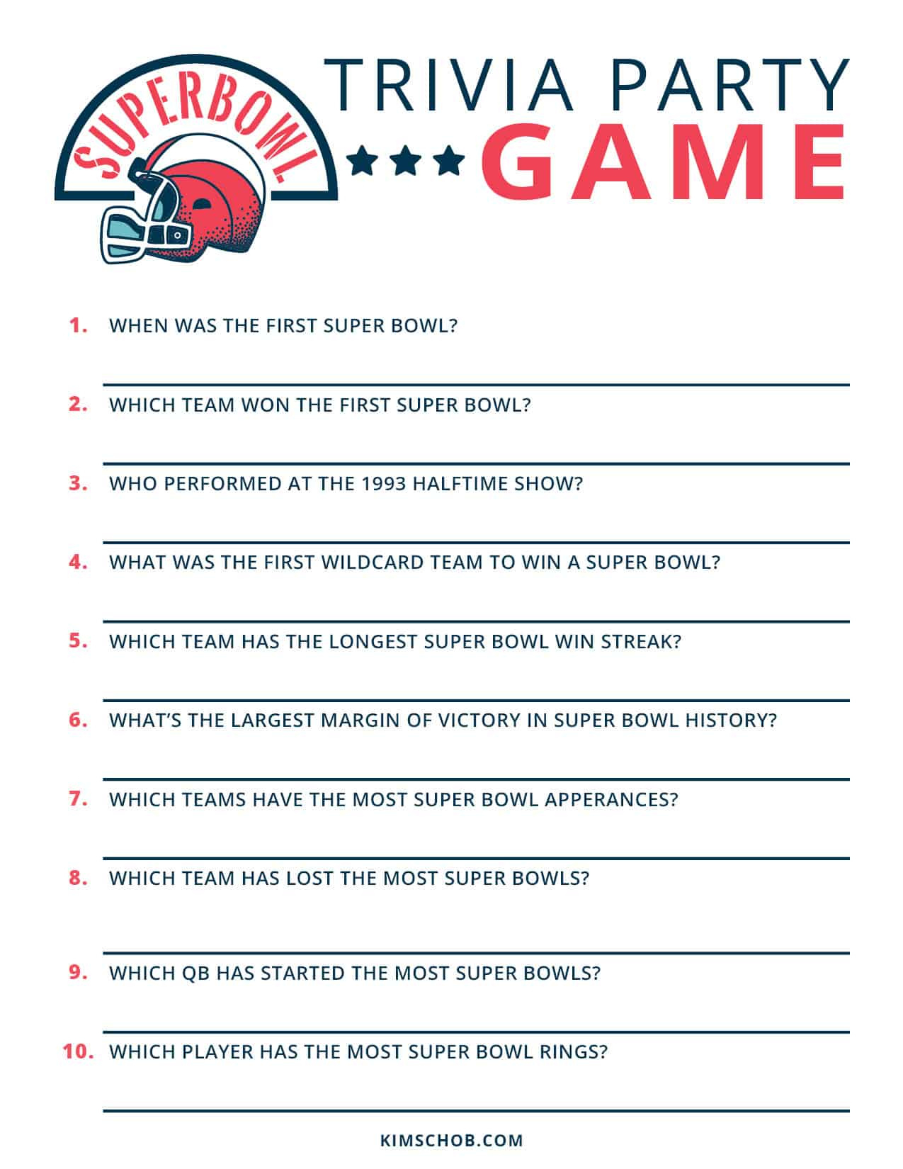 Free Football Printables - Printable Game Day Activities! - Kim Schob for Free Printable Printable Super Bowl Party Games