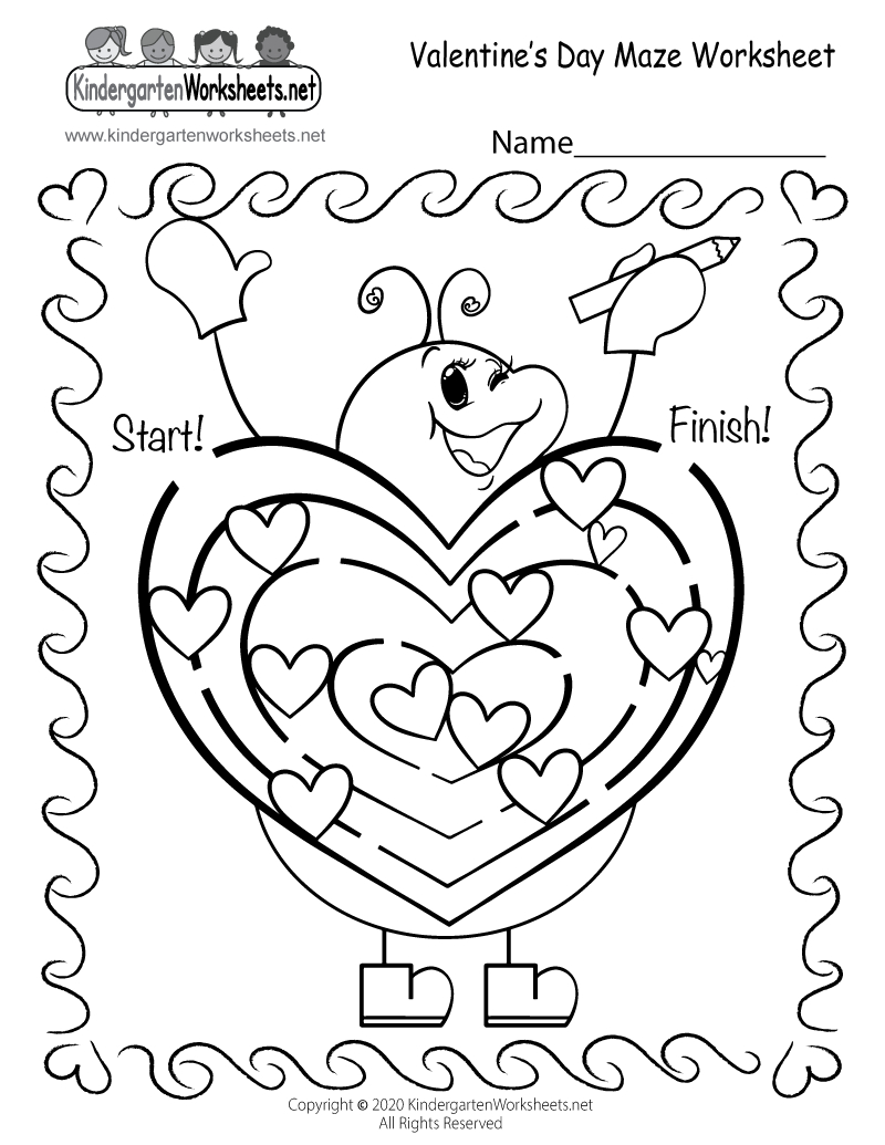 Free Printable Fun Valentine'S Day Maze Worksheet pertaining to Printable Valentine Worksheets