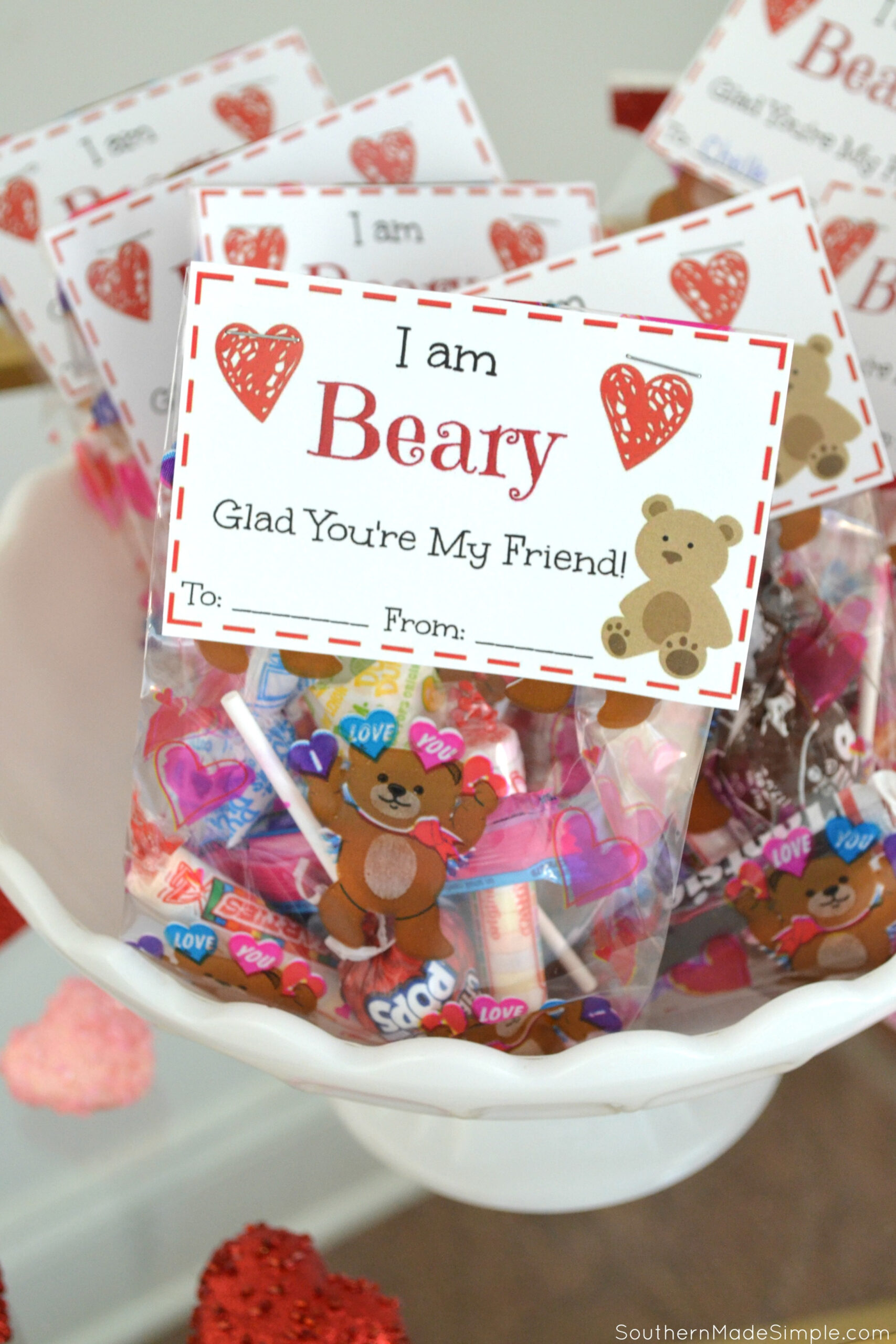 Free Printable: I&amp;#039;M Beary Glad You&amp;#039;Re My Friend Valentine for Gummy Bear Valentine Printable