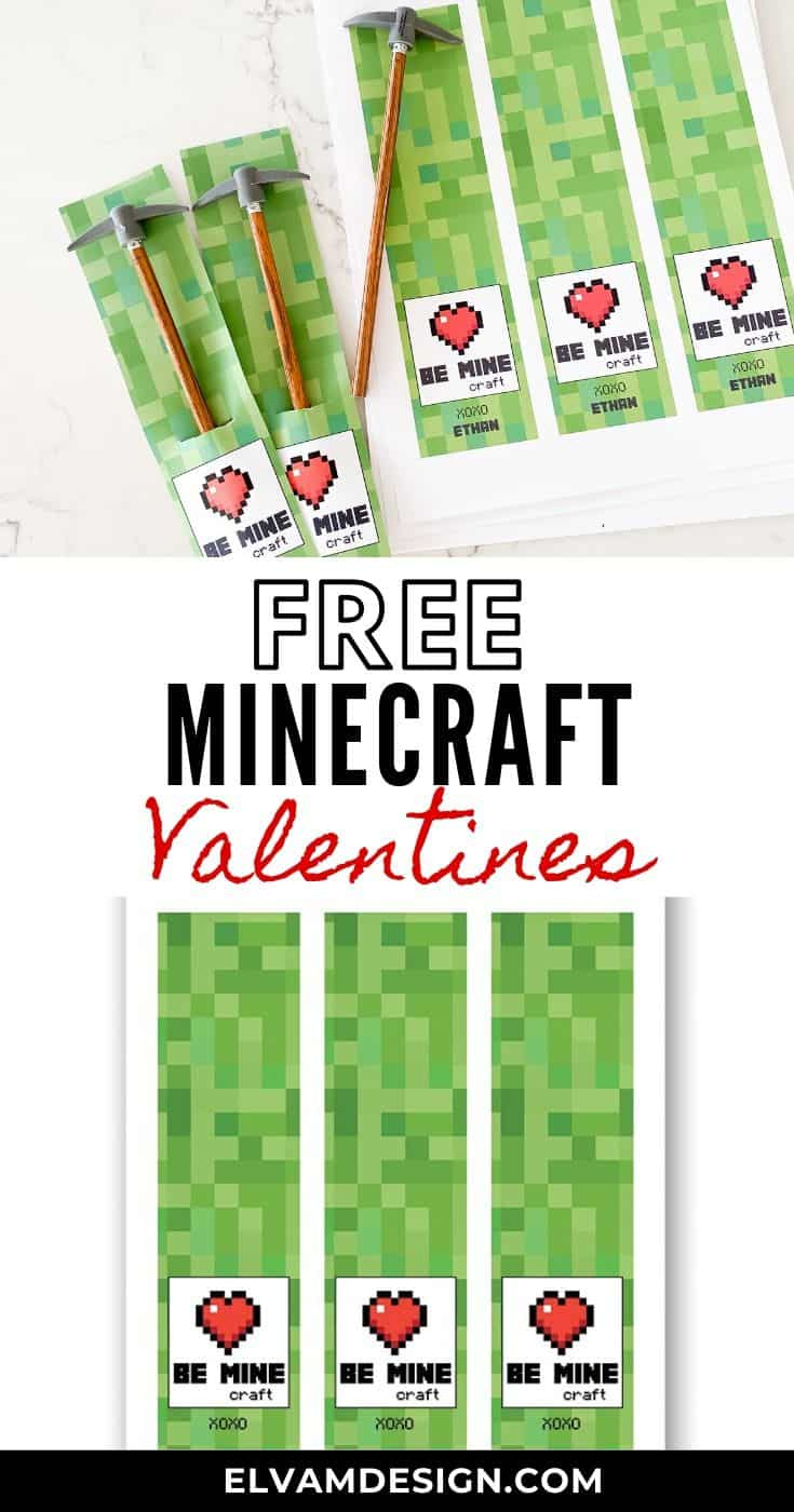 Free Printable Minecraft Valentine'S Day Card - Elva M Design Studio inside Printable Minecraft Valentine Cards