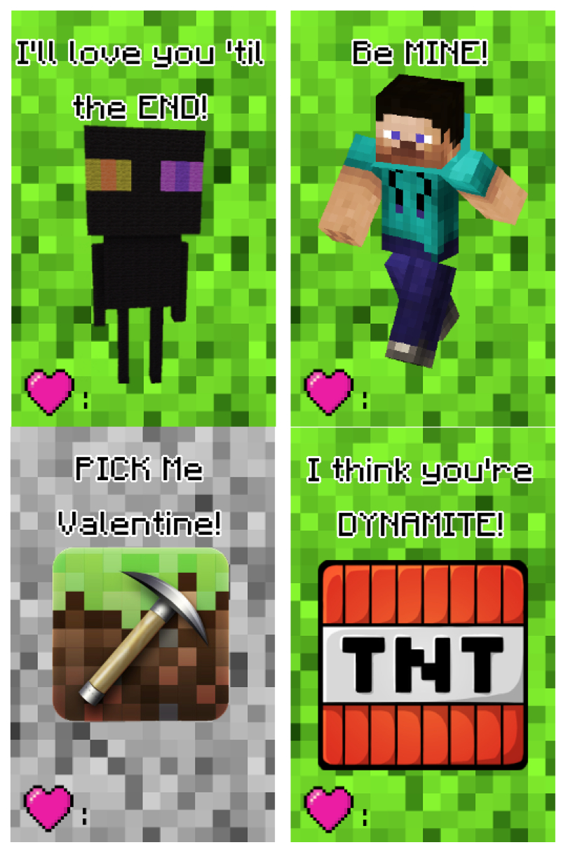 Free Printable Minecraft Valentine'S Day Cards - Making Lemonade intended for Minecraft Valentine Cards Printable