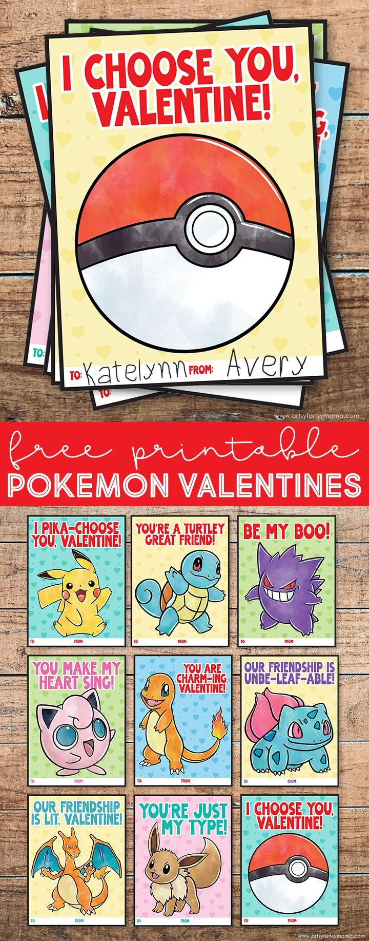 Free Printable Pokémon Valentines with regard to Pokemon Valentines Day Cards Printable