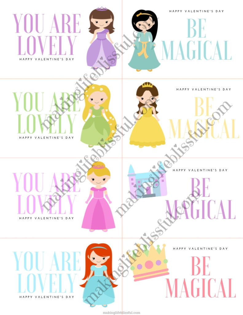 Free Printable Princess Valentines | Making Life Blissful regarding Printable Disney Princess Valentines