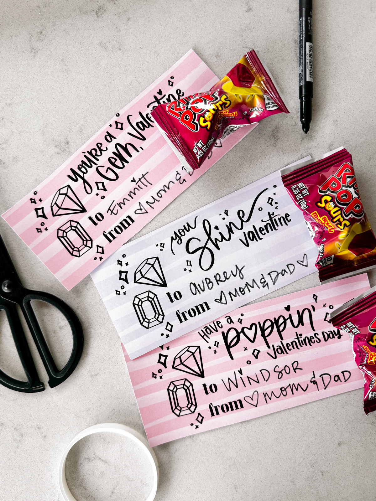 Free Printable Ring Pop Valentines Cards Or Tags - Hand Lettered inside Printable Ring Pop Valentines