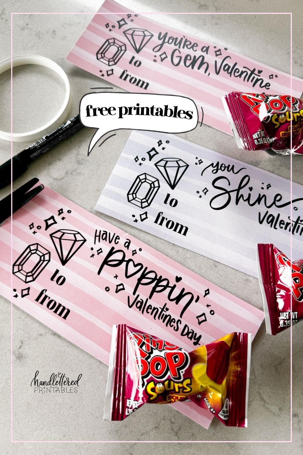 Free Printable Ring Pop Valentines Cards Or Tags - Hand Lettered within Printable Ring Pop Valentines