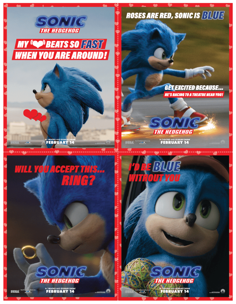 Free Printable Sonic Movie Valentines - Raising Whasians for Printable Sonic Valentine Cards