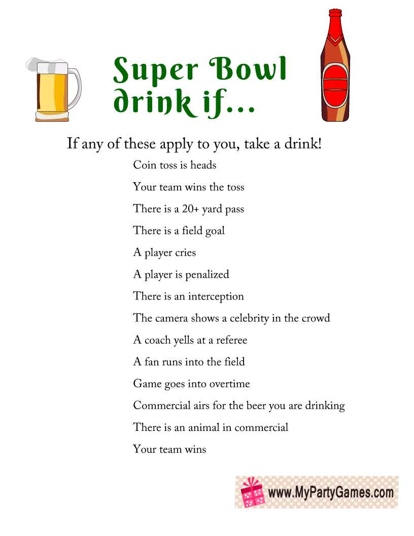 Free Printable Super Bowl Drink If Game For Adults within Printable Super Bowl Drinking Game