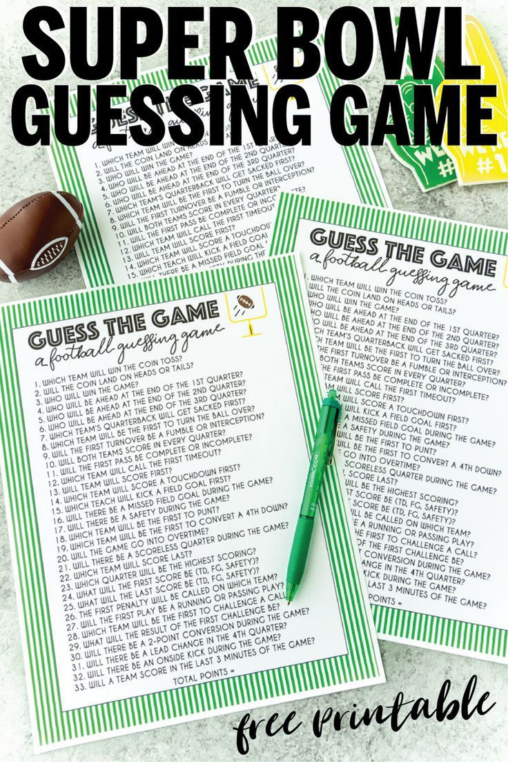 Free Printable Super Bowl Game with Printable Super Bowl Games