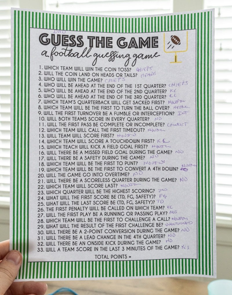 Free Printable Super Bowl Guessing Game with regard to Printable Super Bowl Questions