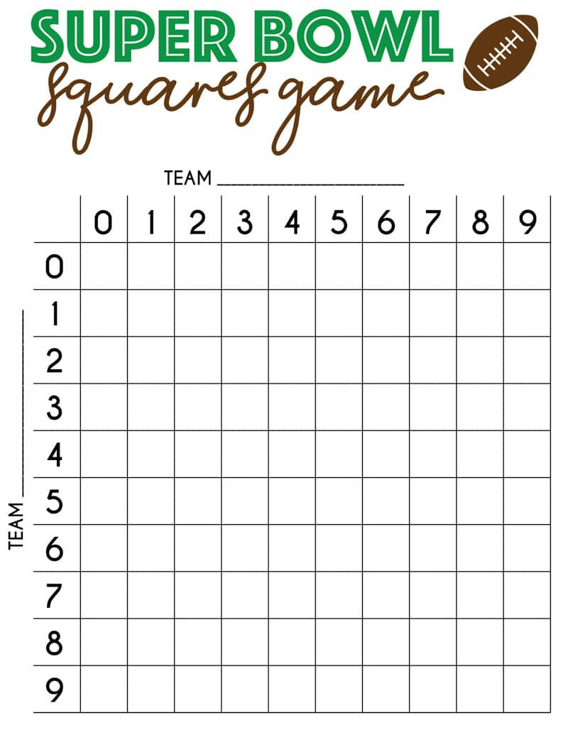 Free Printable Super Bowl Squares Template - Play Party Plan intended for Printable Super Bowl Squares Online Free
