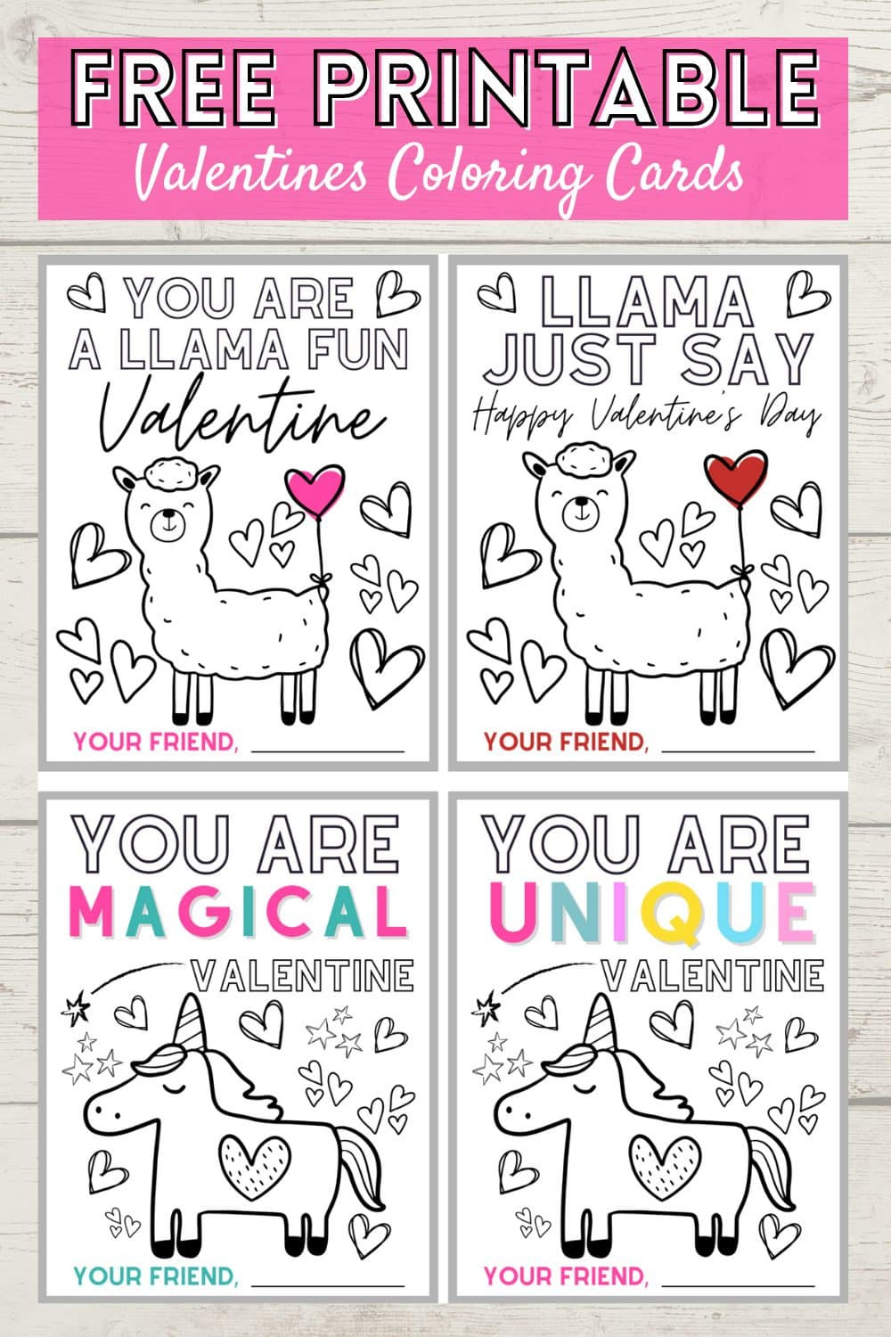 Free Printable Valentine Coloring Cards - The Girl Creative for Printable Valentine Cards For Friends