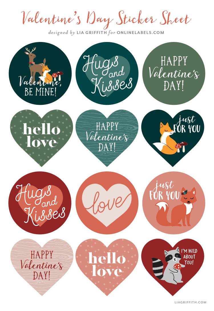 Free Printable Valentine Labels - Lia Griffith within Valentine Stickers Printable