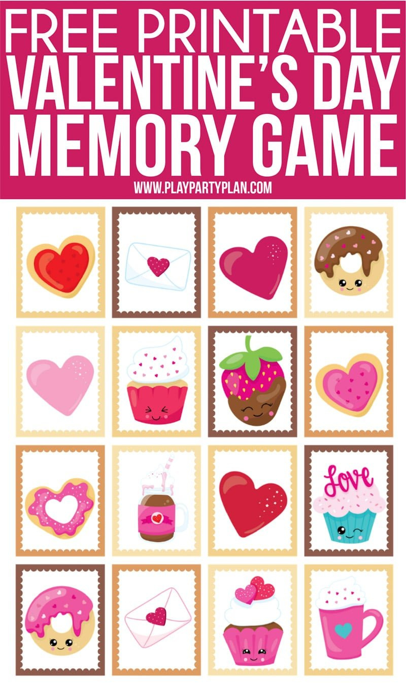 Free Printable Valentine'S Day Memory Games For Kids - Play Party Plan pertaining to Printable Valentine Games For Kids