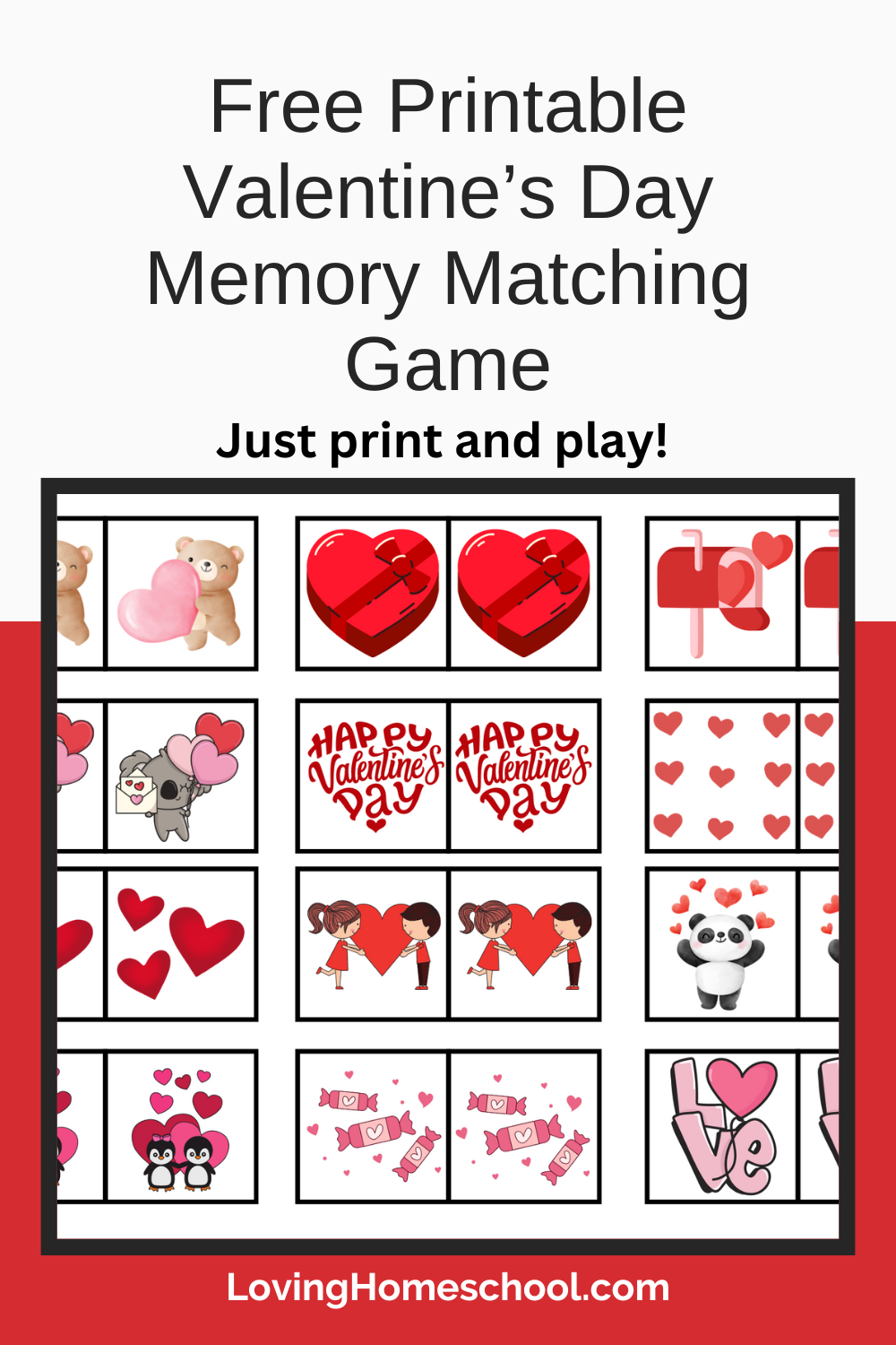 Free Printable Valentine&amp;#039;S Day Memory Matching Game within Printable Valentine Game