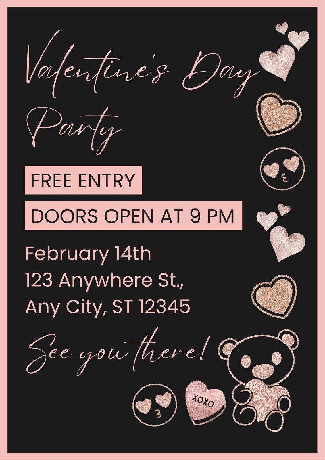 Free Printable Valentine&amp;#039;S Day Poster Templates | Canva in Printable Valentine Invitations