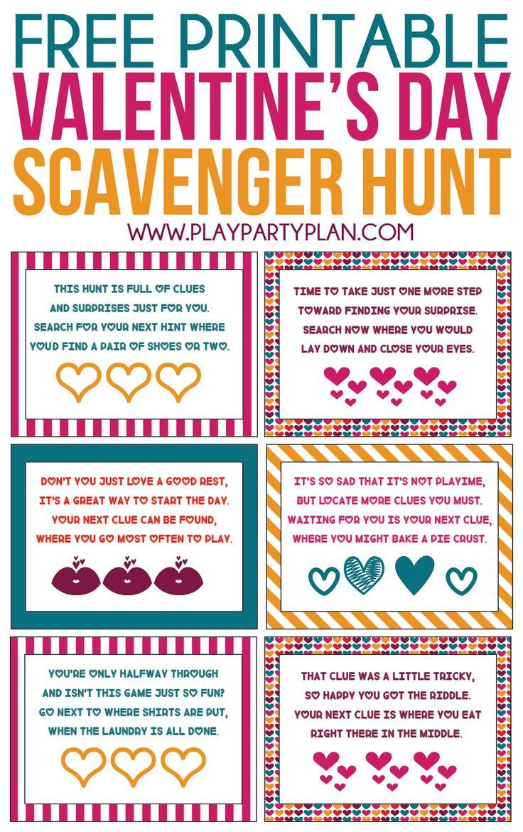 Free Printable Valentine&amp;#039;S Day Scavenger Hunt throughout Valentines Scavenger Hunt Printable