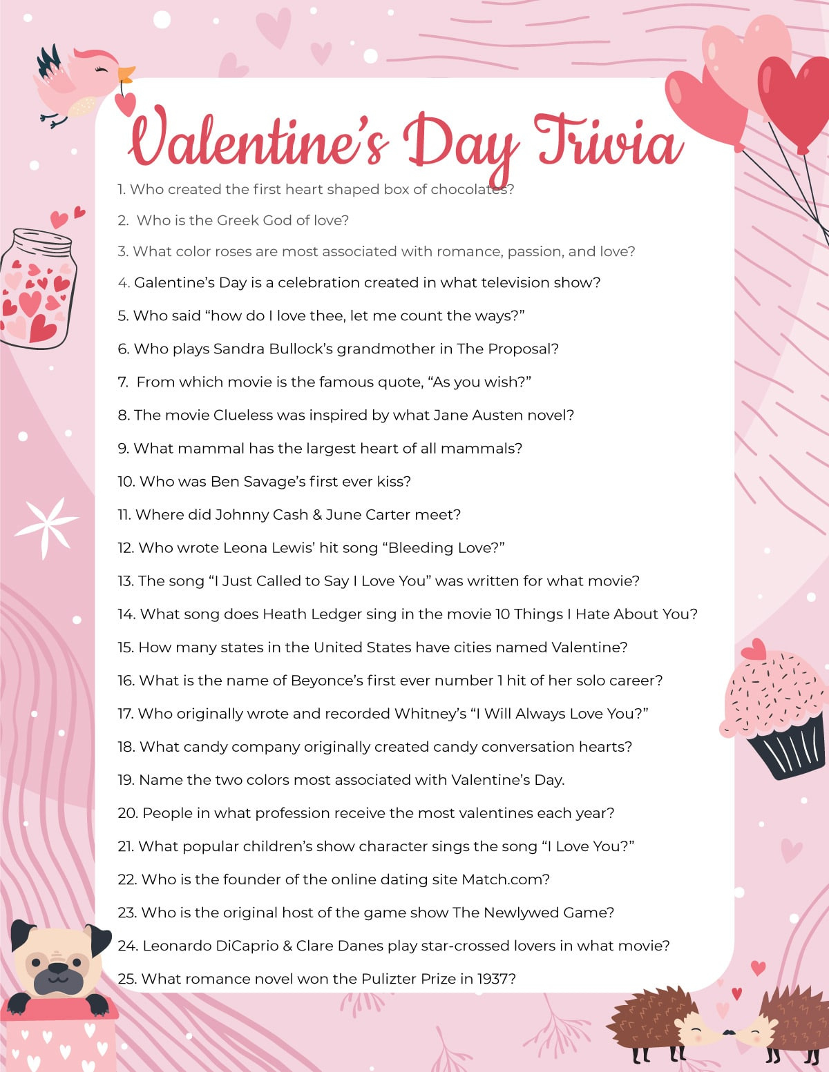 Free Printable Valentine&amp;#039;S Day Trivia Game - Play Party Plan intended for Valentine&amp;#039;S Day Trivia Questions And Answers Printable