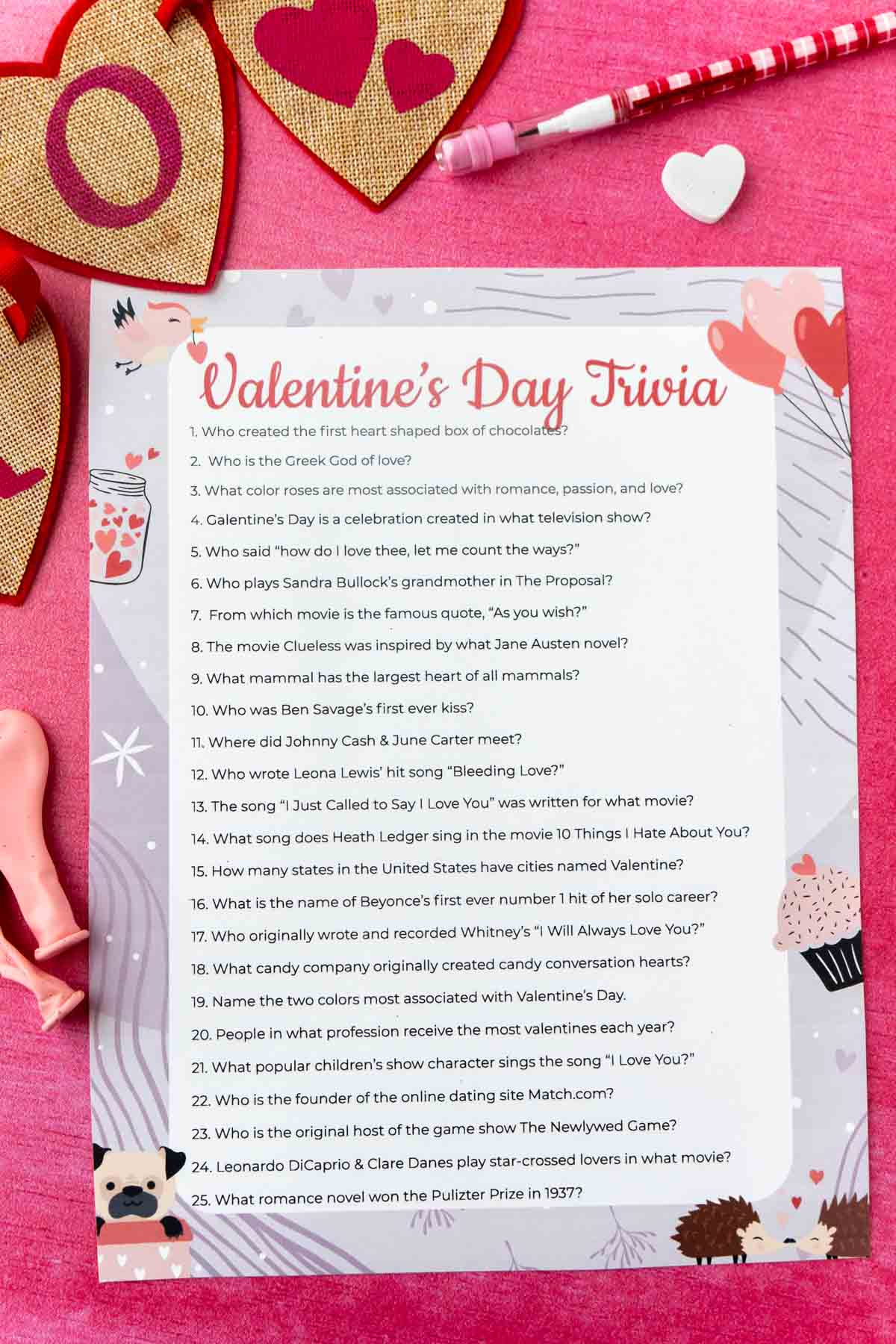 Free Printable Valentine&amp;#039;S Day Trivia Game - Play Party Plan with regard to Valentine Trivia Questions and Answers Printable