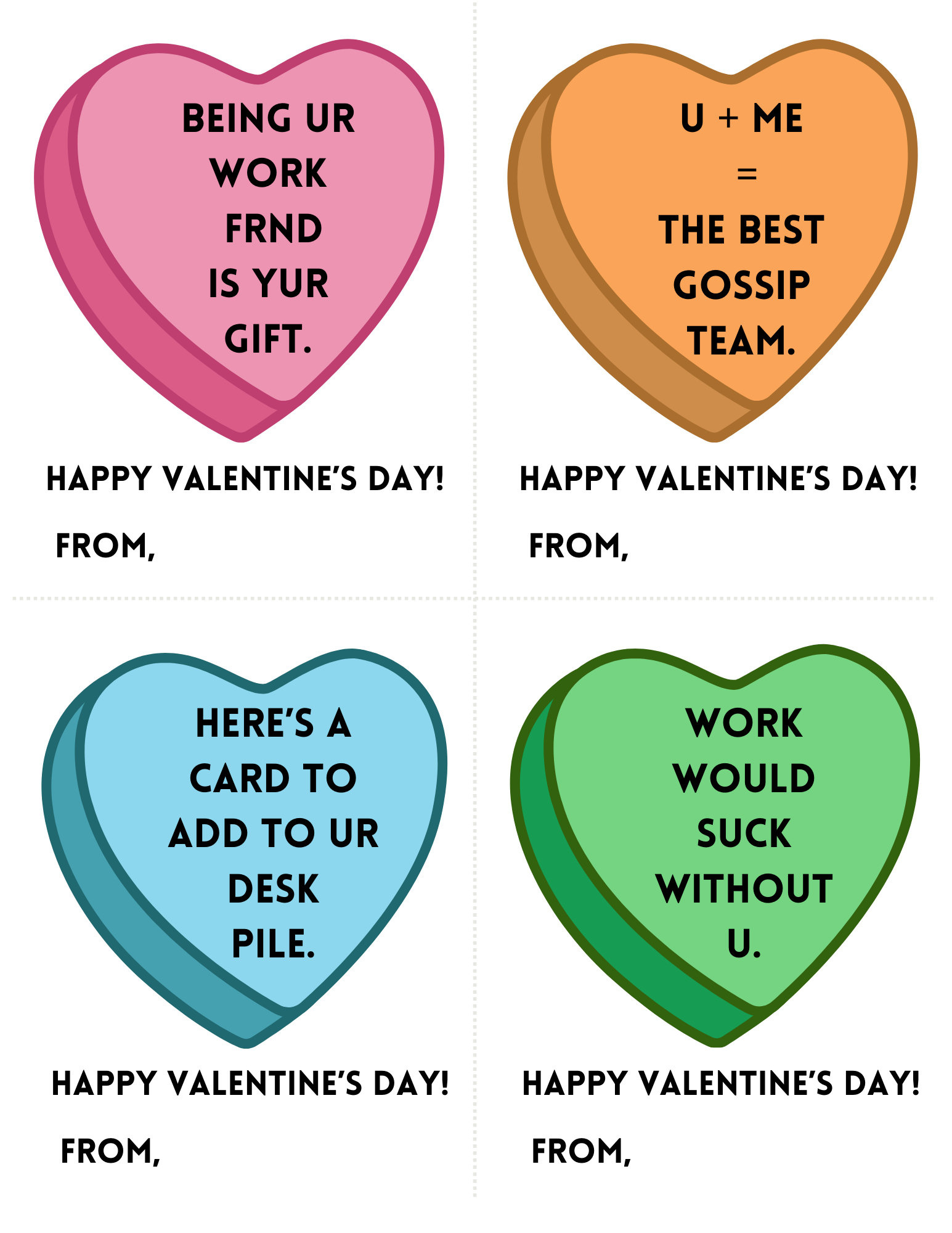 Funny Coworker Valentines, Workplace Valentine Cards, For Boss pertaining to Printable Valentine Cards For Coworkers