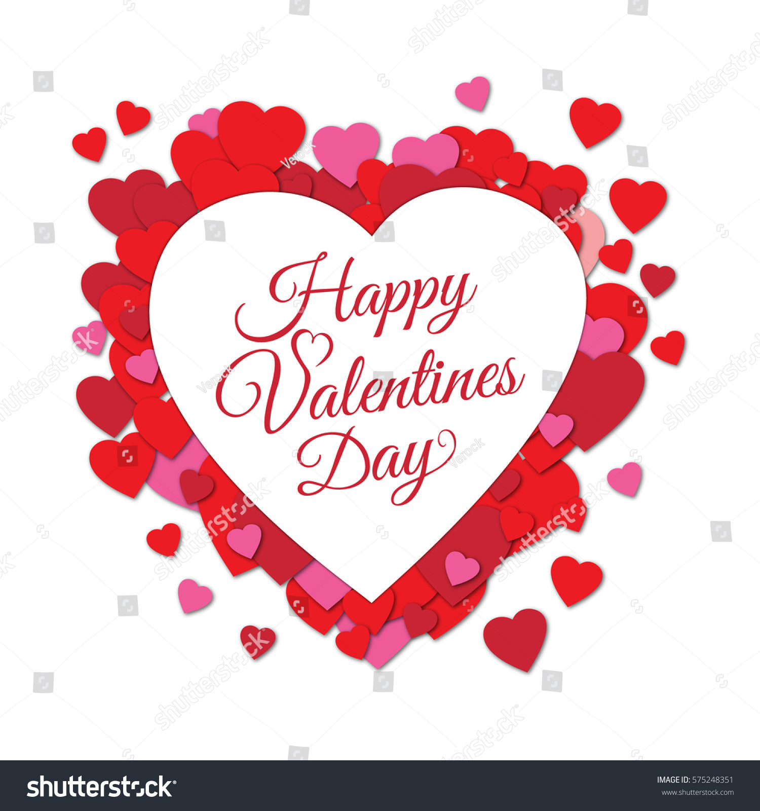 Happy Valentines Day Greeting Card Template Stock Vector (Royalty regarding Printable Valentine&amp;amp;#039;s Day Hearts
