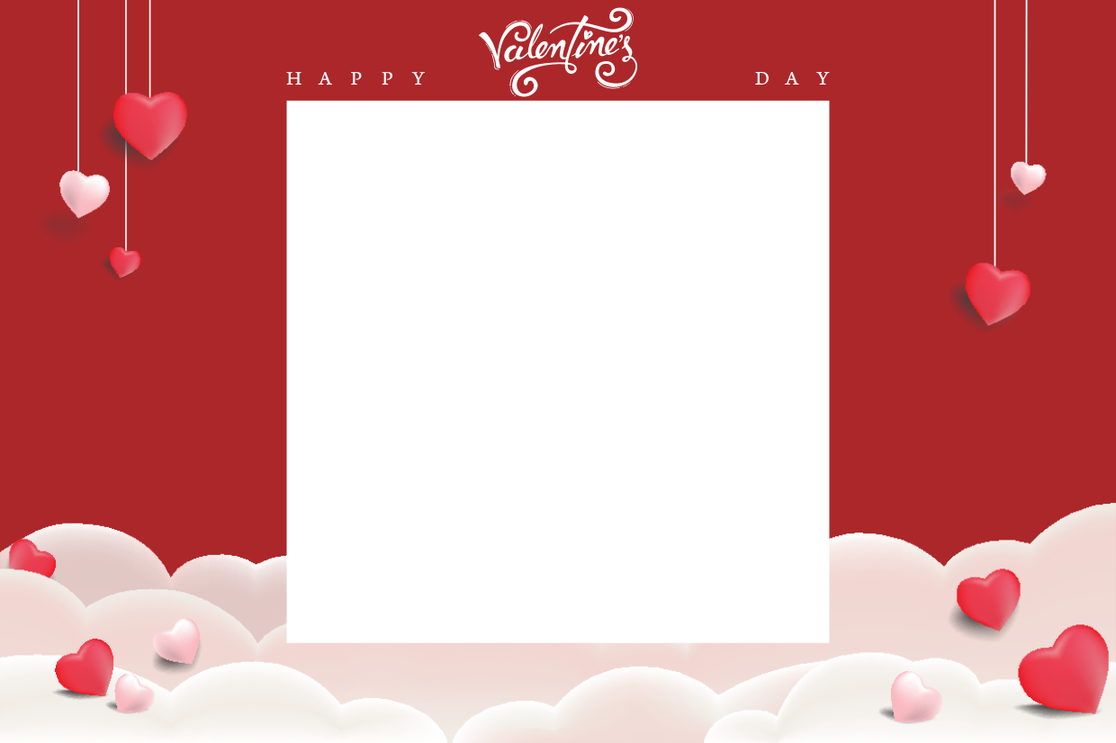 Hearts And Clouds Valentine&amp;#039;S Day Selfie Frame Template | Square Signs in Printable Valentine Picture Frames