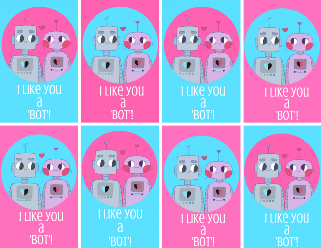 I Like You A Bot Robot Valentine Printable- Free Valentine&amp;#039;S Robot with I Like You A Bot Valentine Printable