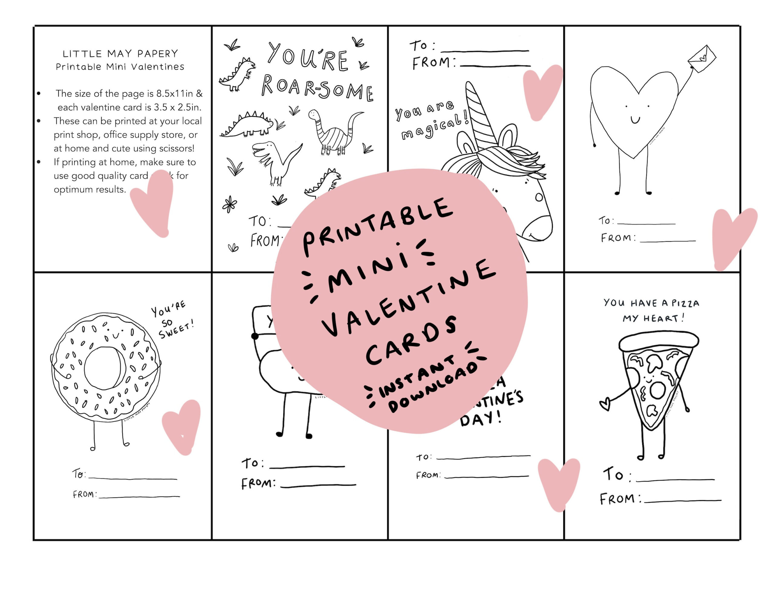 Instant Download Valentine'S Mini Cards For Kids - Etsy Canada with regard to Mini Valentines Cards Printable