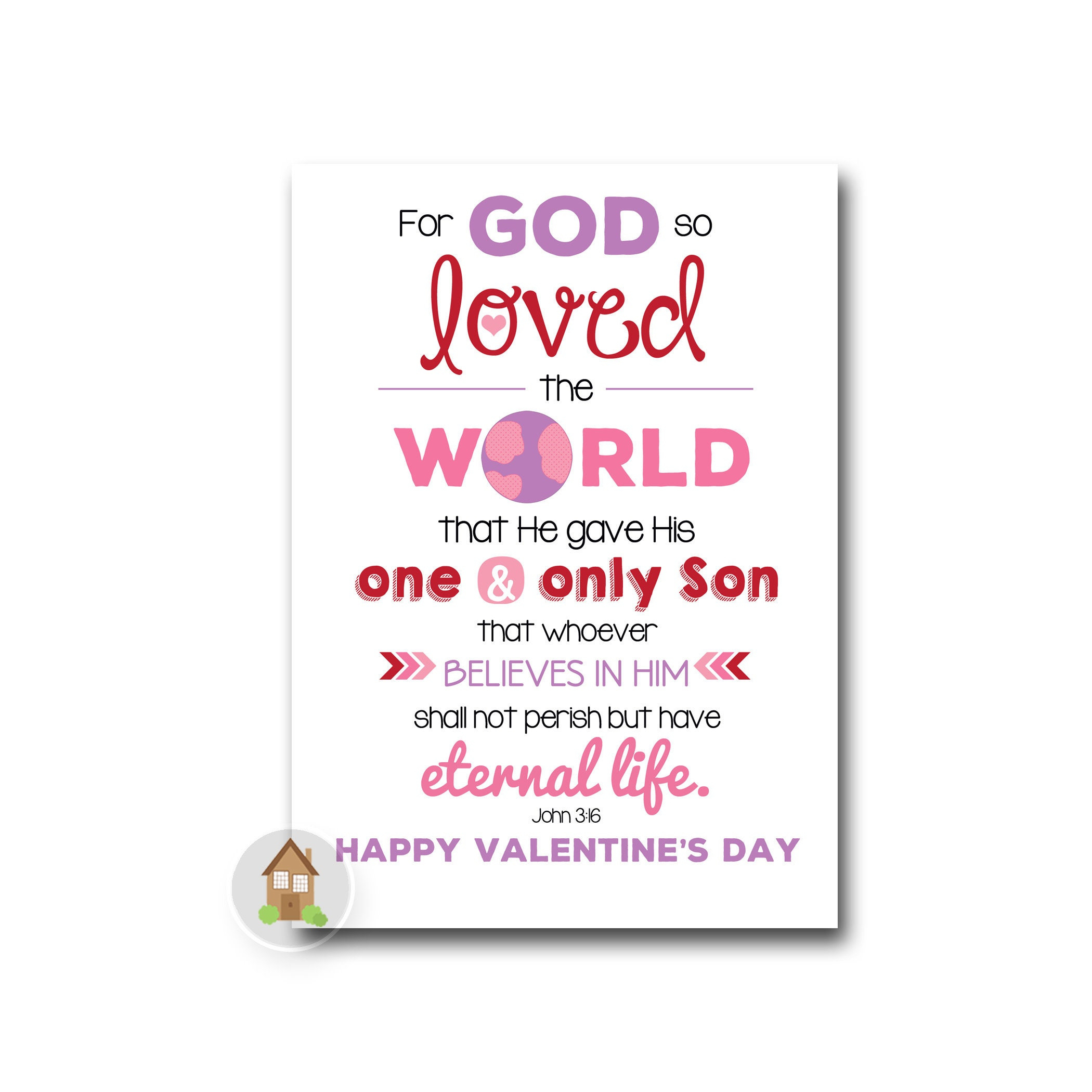 John 3:16 Printable Valentine&amp;#039;S Day Card | Diy Printable | For God with Valentine For God So Loved Verse Printable