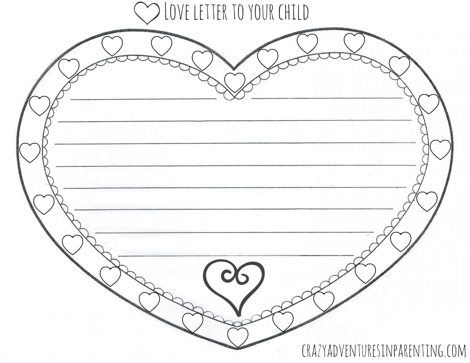 Love Letter To Your Child Valentine'S Day Printable with Printable Valentine Letter Template