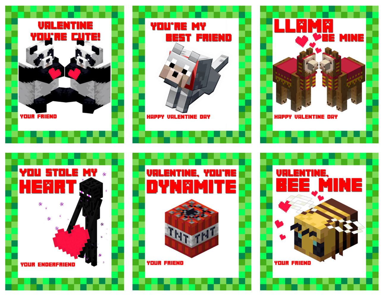 Make A Minecraft Valentine Cards For Your Kid'S Classroom pertaining to Minecraft Valentine Cards Printable