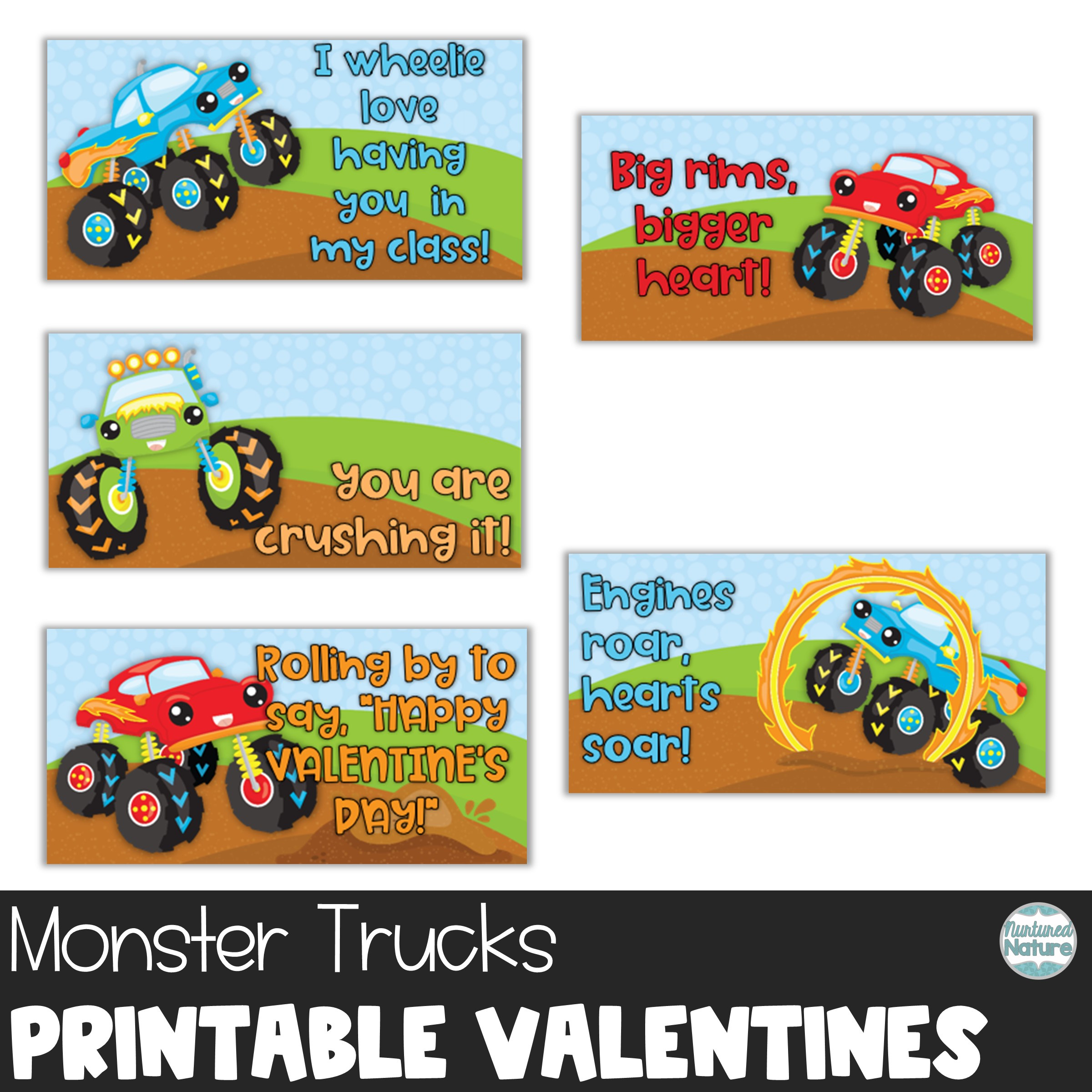 Monster Truck Printable Valentine'S Day Cards For Students | Made with regard to Monster Truck Valentine Printables