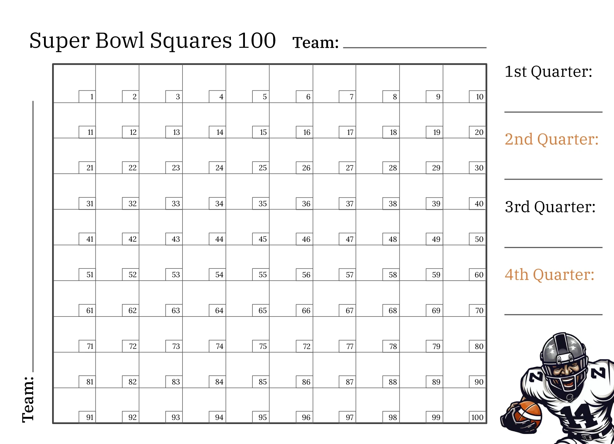 Nfl Football Squares Free Google Docs Template - Gdoc.io throughout Printable Numbered Super Bowl Boxes